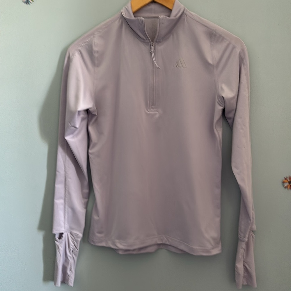 Adidas Fast Running Half Zip Long-Sleeve Silver Dawn Size 2XS